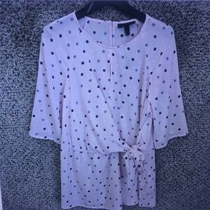 Polka Dot Tie-Front Women’s Top - Light Pink